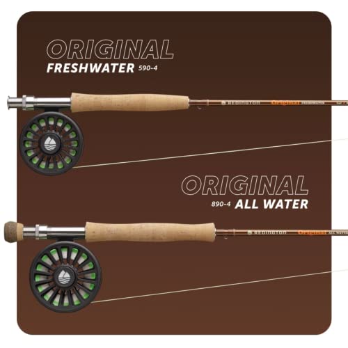 Redington Original Fly Fishing Rod and Reel Combo Kit – 9’ 4-Piece Medium Action Rod, Crosswater Reel, Rio Fly Line, Leader, and Travel Case – Freshwater & All Water Options