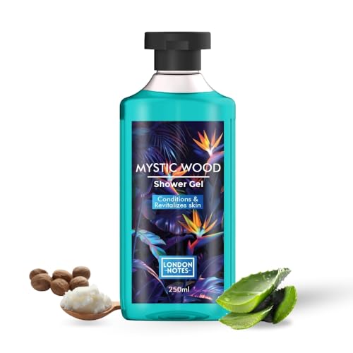 Image of London Notes Shower Gel- Mystic Wood For Gentle Cleansing, Deep Moisturization & Nourishment, provides pleasant aroma with Aloevera & Shea Butter, 250ml