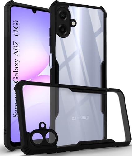 Image of Jkobi Hybrid Back Cover Case for Samsung Galaxy A07 4G (Shockproof with Polycarbonate Clear Panel | Professional Black)