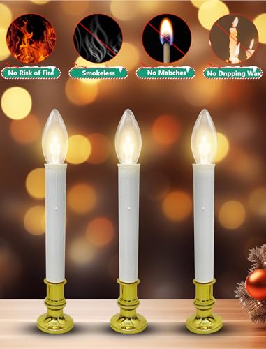 Image of 4PK Battery Operated LED Window Candles, 7.75 inch Christmas Candle Lamp