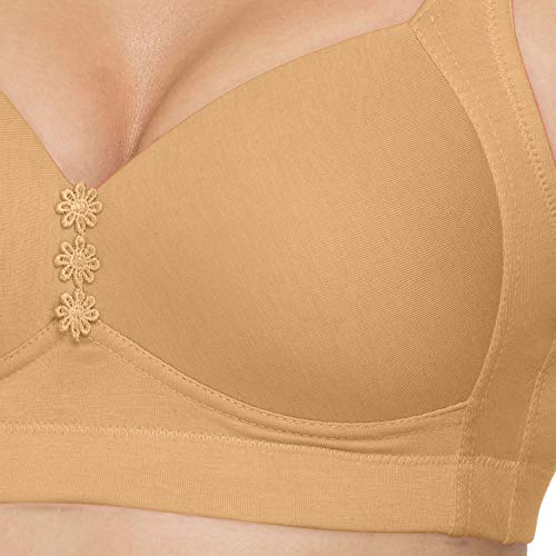 Image of Tweens Lite Wite - Minimiser Medium Padded Cotton Lycra Bra (Plus Size) - Triple Hook - Full Coverage - Wirefree - Seamless T-Shirt Bra