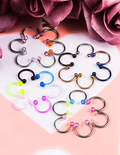 Cisyozi 20G 18G 16G 14G Septum Rings 316L Surgical Steel Septum Nose Lip Rings Horseshoes Cartilage Helix Tragus Rook Daith Earring Hoop Smiley Piercing Jewelry for Women Men 8mm 10mm 12mm 14mm 16mm3