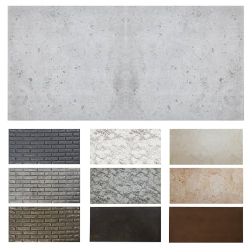 MDEKOR Paneles de pared de hormigón, 50 x 100 cm, XPS 3D revestimiento de pared en aspecto de hormigón, 2 unidades = 1 m², Gray Light, paneles de 4.5 mm de grosor, placas decorativas de poliestireno