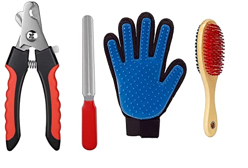 Pups&Pets pets grooming set | Wooden brush medium, deshedding glove & nail cutter for dogs and cats - Combo of 3 (B0BN5C6XYM) Amazon Price History, Amazon Price Tracker