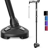 HEALTHBAZAAR Walking Cane for Men & Women - Self Standing Pivot Cane, Adjustable, Foldable Walking Sticks for Seniors & Adults with Wrist Strap, Travel Bag | TRIGRIP (Natural Black)