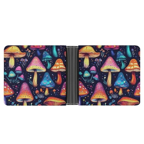 Psychedelic Mushroom Bifold Wallet for Men Women PU Leather Slim Purse Pocket Wallet with Card Holder
