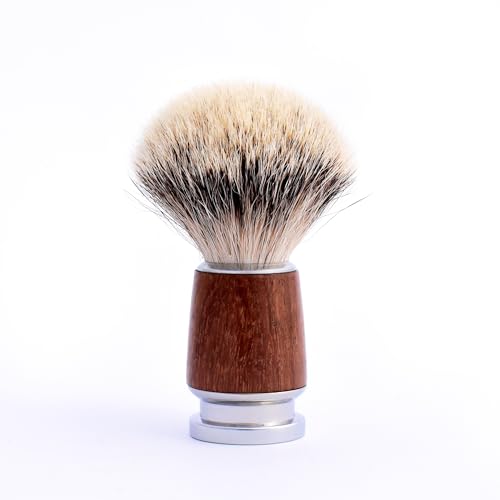 Luxury Mens Shaving Brush | Badger Hair Shave Brush for Mens | All Skin Types | Chrome Plated Base | Personal and Professional Hair Salon Tool Wet Shaving | VINTAGE BARBER LONDON