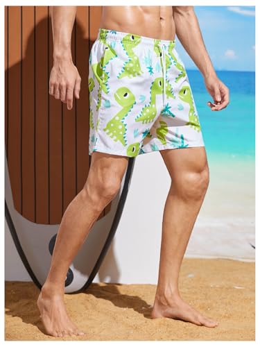 SOLY HUX Men's Swim Trunks Cute Cartoon Print Drawstring Waist Board Shorts Bathing Suits with Pockets4