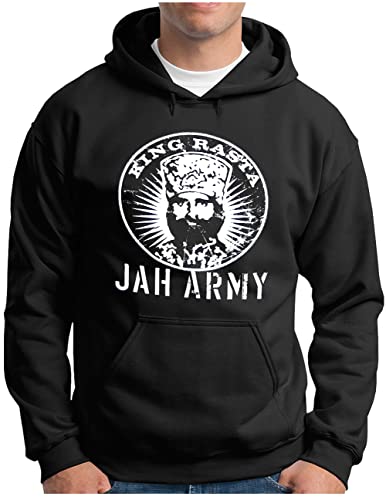Sweat Jah Army Roots Reggae OM3, pull à capuche rasta noir du S au 4XL