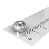 Axial Magnetisiert Neodym, Scheibenmagnet, 20, 10 x 5 mm, mit 3,4 mm Bohrung, N40 vernickelt; handgefertigt