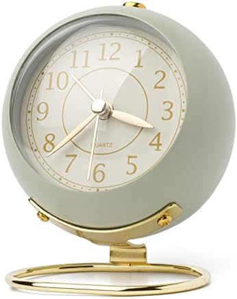 Shougege Desk Clocks Battery Operated, Silent Alarm Clock for Bedrooms, Retro Bedside Table Analog Vintage Aesthetic Clock