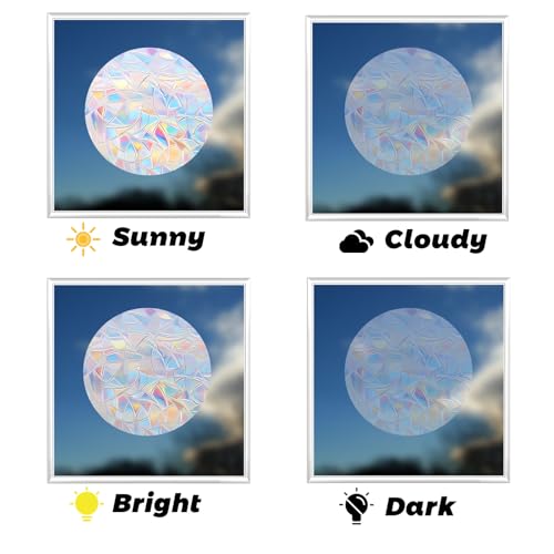 Image of 90 Pcs Circle Window Decals to Prevent Bird Strikes - Anti-Collision Window Stickers for Birds, Rainbow Vinyl Suncatcher Stickers, Reusable Static Clings for Bird Window Deterrent, No Glue Needed