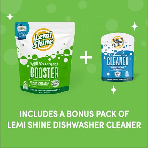 Image of Lemi Shine Natural Dish Detergent Booster - Hard Water Stain Remover - Multi-Use Citric Acid Cleaner - 38 oz
