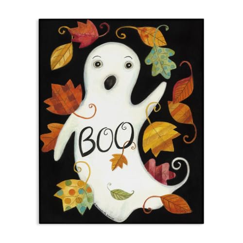 Stupell Industries 'Vintage Boo Ghost Patterned Leaves'| Canvas Art