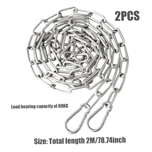 2pcs Hängende Kette für Geflügeltrinker -Feeder 2m Edelstahlkette mit 4 Haken Hochleistungskette für Hühnerfuttermittel Vogelfuttermittel Hähnchen -Zubehör für 80 kg Laden 80 kg
