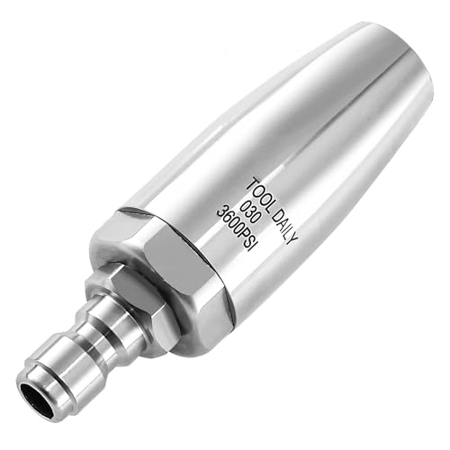 Tool Daily Turbo Nozzle Pressure Washer Stainless Steel 360 Rotating Pressure Washer Nozzle for Cleaning Brick Concrete and Wooden Surfaces 1/4 Quick Connect 3600 PSI 3.0 GPM