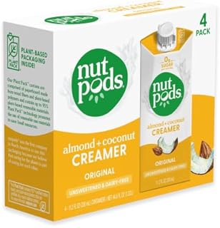 nutpods Original Coffee Creamer - Unsweetened Non Dairy Creamer Made from Almonds and Coconuts - Keto Creamer, Whole30, Gluten Free, Non-GMO, Vegan, Sugar Free, Kosher (4-Pack)