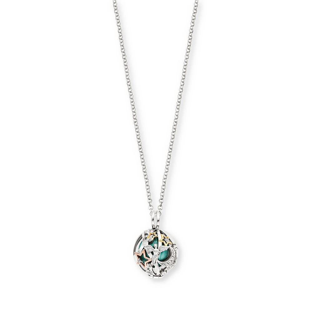 Engelsrufer Women's Necklace Made of Sterling Silver with Harmony Ball Pendant in Size XS, Lobster Clasp, Nickel Free, 18mm, Sterling Silver, Agate