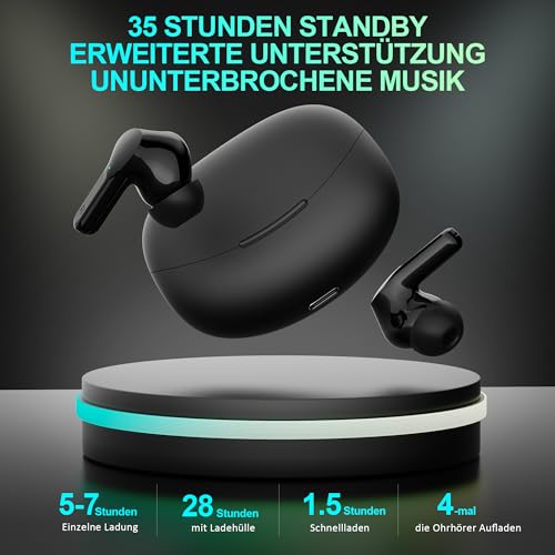 Bluetooth Kopfhörer Kabellos in Ear - Bluetooth 5.3 Hi-Fi Stereo Deep Bass Kabellose Kopfhoerer Noise Cancelling CVC Wireless Earbuds 35 Std. Spielzeit 13mm Treiber Ohrhörer Wasserdich USB C Headphone – Bild 6