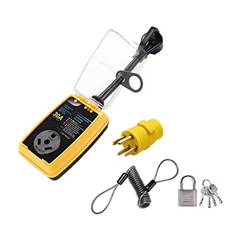 M1A2 New Generation RV Surge Protector 30 Amp 50 Amp with Waterproof Cover Camper Anti-Theft Circuit Analyzer Tester Plug with UL Tested Cover