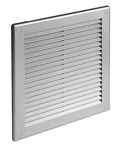 100 x 100 mm Silver Air Vent Grille Covers with Anti-Insect Mesh/Fly Screen and Screw Caps