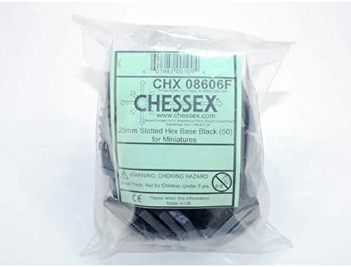 Slotted Hex Base Grey 25mm (1 inch) Pack of 50 for Miniatures Chessex