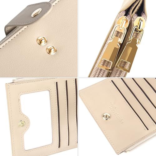 Image of Travelambo Leather Wallets for Women Slim RFID Blocking Bifold Credit Card Holder Wallet