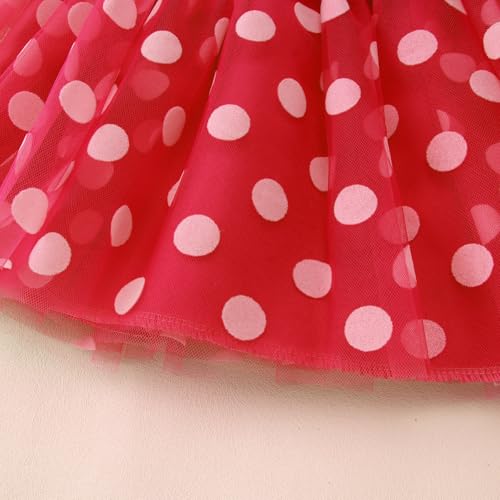 Image of CM C&M WODRO Toddler Kid Birthday Girl Outfit 2nd 3rd 4th 5th 6th 7th Birthday Shirt + Polka Dot Tutu Skirt Set Party Gifts (Red, 6 Years)