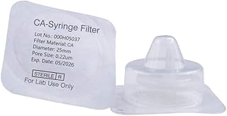 20 Pack Syringe Filter Sterile CA (Cellulose Acetate) Filtration 0.22um Pore Size, 25mm Membrane Diameter Sterile CA Hydrophilic Membrane for Ground Water Filtration Packed Individually