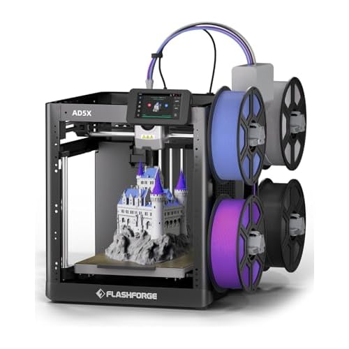 FLASHFORGE AD5X Multi-Color 3D Printer with IFS,Fully Auto Leveling FDM 3D Printer with Max 600mm/s High Speed Printing and Max 300°C Nozzle,Large Printing Size 220 * 220 * 220mm (AD5X)