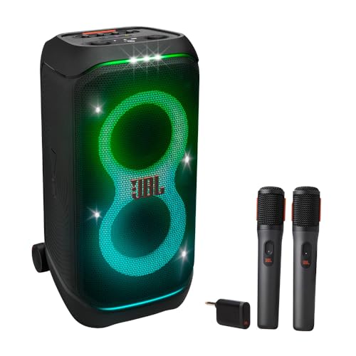 Image of JBL PartyBox Stage 320 Portable Party Speaker Bundle with Wireless Microphone System (Black)