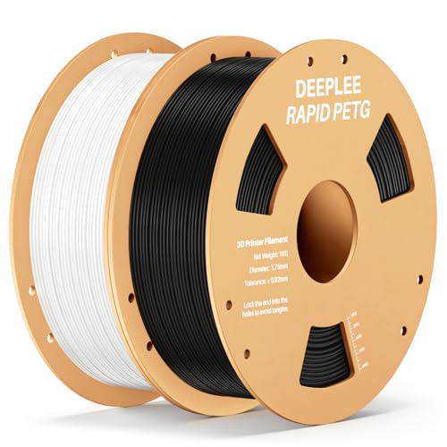 Image of Rapid PETG Filament 1.75mm, High Speed PETG 3D Printer Filament Up to 600 mm /s, Dimensional Accuracy + /- 0.02 mm, Fits for Most FDM 3D Printers, 2 Pack 1kg Black & White