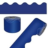 Carson Dellosa 65Ft of Navy Blue Bulletin Board Borders, 1 Roll of Scalloped Trim for Rolling Whiteboard, Cork and Posterboard, Patriotic Decorations, Party, and Classroom Decor