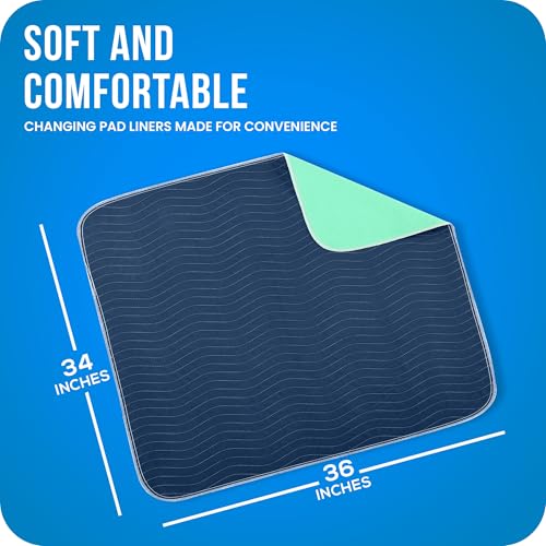 Image of 4 Pack Washable Pee Pads for Dogs 34 inch x 36 inch, Waterproof Dog Training Pads | Reusable Dog Training Pads for Sofa, Incontinence Bed Pads for Adults, Elderly and Kids (Navy,Green) by Utopia Bedding