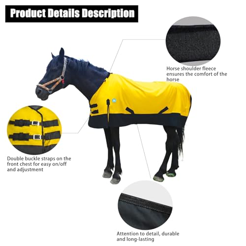 Image of Adjustable Waterproof Horse Sheet | Horse Blankets for Real Horses|Perfect Rainy Day Protection(70 inch, Yellow)