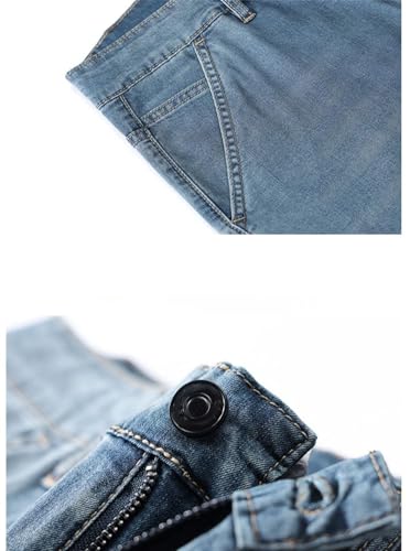 Hndudnff Men Thin Jeans Straight Business Slim Trousers Breathable Comfortable Denim Pants3