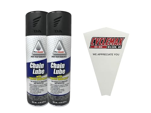 Cyclemax Two Pack compatible with Honda Chain Lube with White Graphite 08732-CLG00 Contains Two 11oz Cans and a Funnel