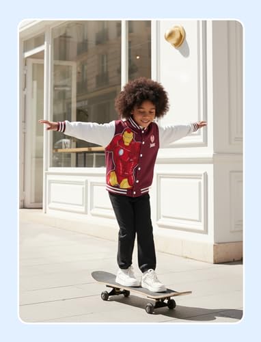 Image of Disney Marvel Bomber Jacket Spider Man Toy Story Cars Varsity Cardigan2-13Y | Officially Licensed Snap Button Coat,Fall Star Wars Graphic Cloth Top,Hulk Venom Stitch Mickey Lightning Mcqueen Kids Apparel