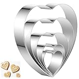 Juego de 5 cortadores de galletas con forma de corazón, de acero inoxidable, 5 formas diferentes y grandes, para galletas, para el día de San Valentín