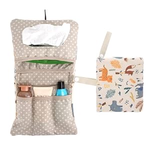 Windeltasche Organizer Und Kosmetiktasche 2in1, Windeltasche Für Unterwegs, Kleine Wickeltasche Organizer Mit Aufhängeöse, Feuchttücher Tasche, Wickelorganizer Unterwegs (Tiere)