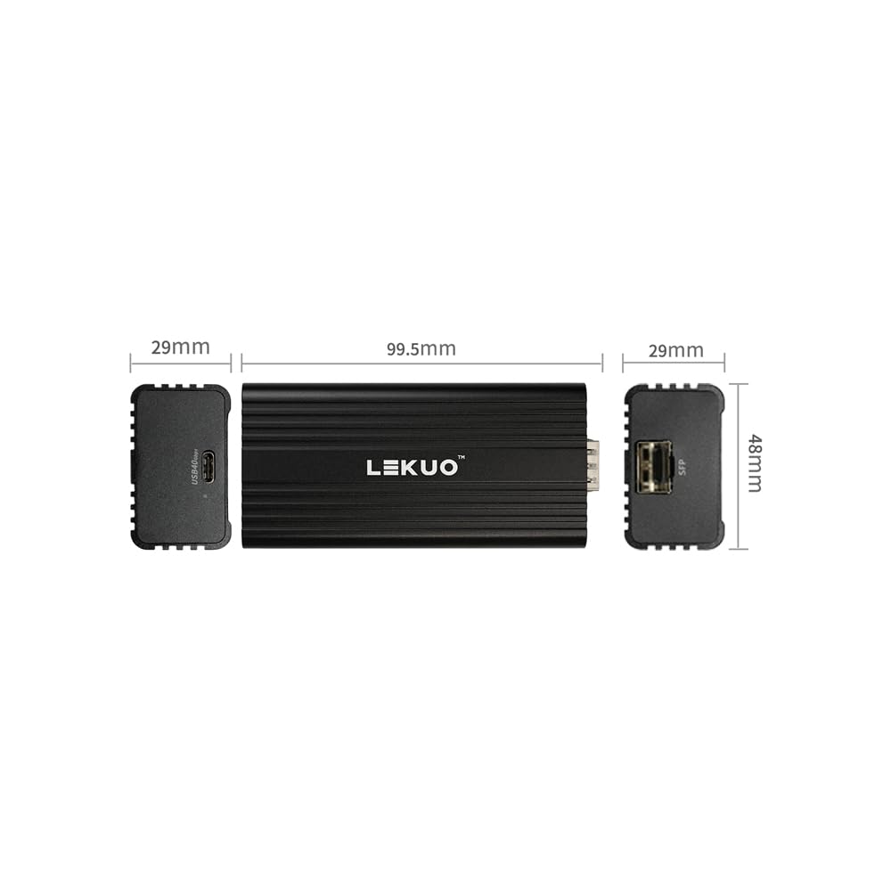 Adaptateur réseau USB 4.0 Type-C vers port SFP+ 10 Gigabit - USB-C vers 10 GbE pour USB4/Thunderbolt 3/4/5, boîtier en aluminium, alimenté par bus, rétrocompatible avec les réseaux multi-Gigabit