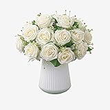künstliche Blumen deko,Kunstblumen aus Seide,Realistische Blumen Arrangements, Hochzeit, Tischdekoration, für Home Office Party Dekoration,DIY Handwerk Dekoration (Weiß)