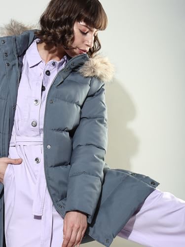 Image of Vero Moda Faux Fur Detail Longline Hooded Puffer Jacket