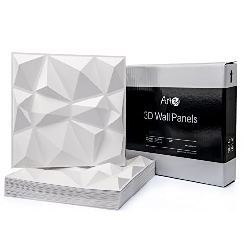 Art3d 33 Stuks PVC Wandpanelen Mat Wit 3D Diamant Geweven Muurpanelen Pvc-muurpaneel voor Binnenlandse Muurdecoratie… - Image 6