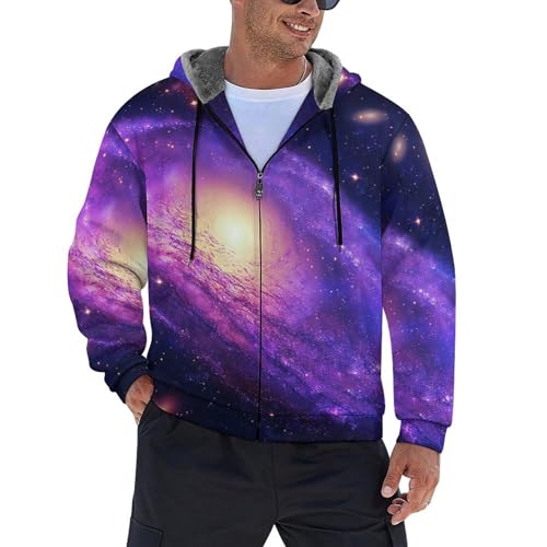 Sweat à capuche zippé homme galaxie pour le travail et loisirs