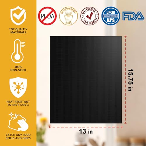 Image of BBQ Grill Mats for Outdoor Grill, 7 PACK Heavy Duty Non-stick Reusable Teflon Oven Liners for Bottom of Oven for Electric, Gas, Toaster Ovens, Grills,Kitchen, 15.75'' x 13''