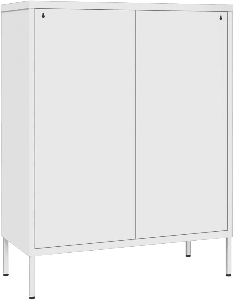 vidaXL 6-Drawer Steel Cabinet with Ball Bearing Runners - White, 31.5"x13.8"x40" - Spacious 3-Section Drawers