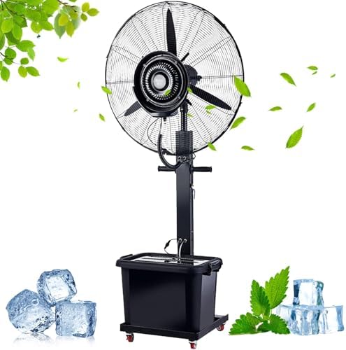 28" Outdoor Misting Fan, Commercial Oscillating Pedestal Fan with 11 Gallon Water Tank, 90° Oscillation for Patio, Garden, and Deck – Powerful Cooling Mist in Black
