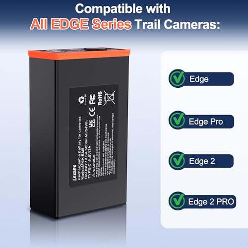 Image of Lesaps 4-Pack 5000mAh Replacement Battery Pack for Moultrie Edge | Compatible with Moultrie Cellular Trail Cameras Edge, Edge Pro, Edge 2, Edge 2 Pro, USB-C & Solar Panels Charging