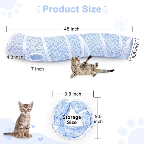 Image of Glittme Cat Tunnel, Cat Tunnels for Indoor Cats, S-Shape Peekaboo Cat Cave with Cat Toys, Foldable Cat Tubes and Tunnels for Cats, Rabbit, Puppy, Guinea Pig